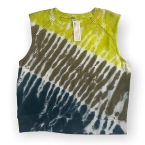 Young Fabuloand Broke green tie dye shoulder pad sleeveless top size Medium
